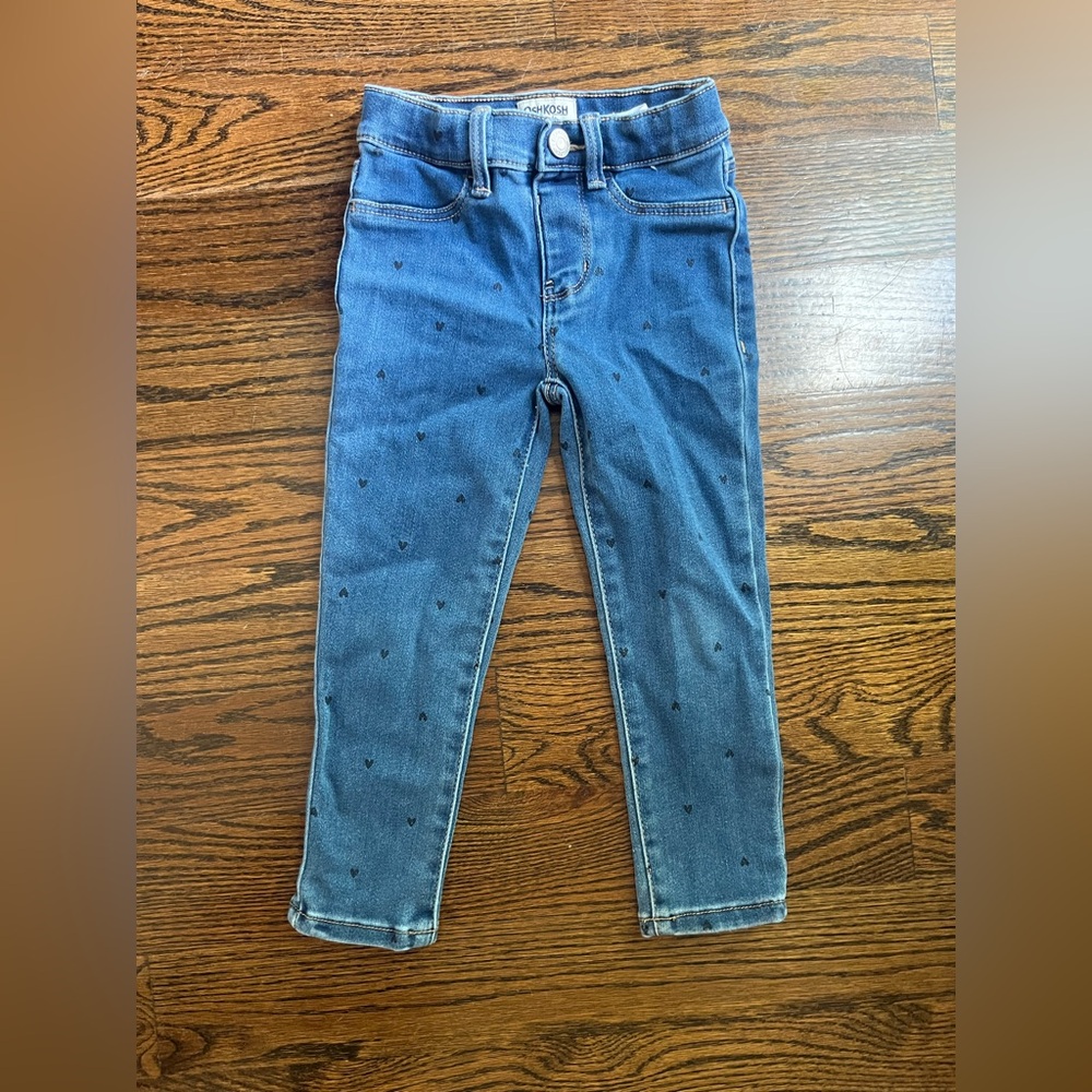 Oshkosh girls jeans size 4 blue polka dots NWOT